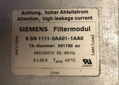 6SN1111-0AA01-1AA0 SIEMENS SIMODRIVE 611 MAINS FILTER FOR UNREGULATED POWER SUPPLY